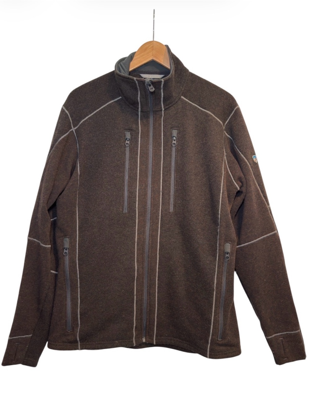 KUHL Interceptr Full Zip Fleece Jacket Men's Sz Large Brown Hiking 3115